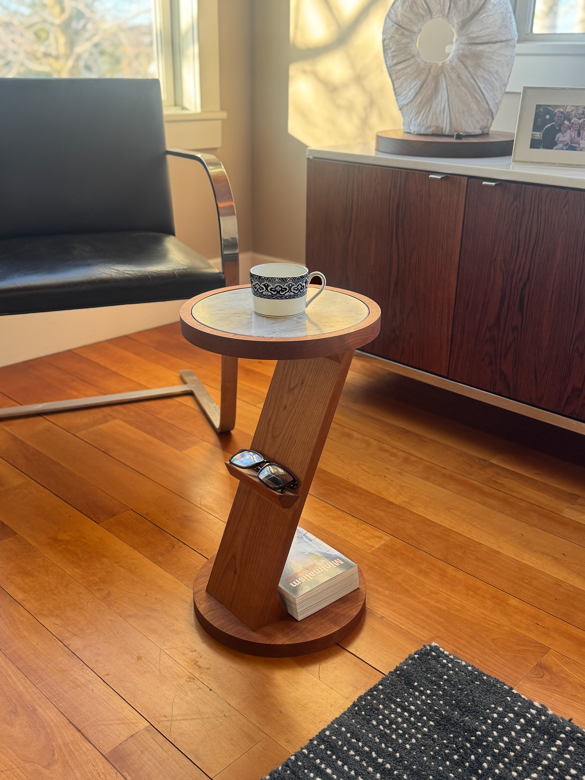 Maya Side Table, solid wood, cherry, minimal, modern