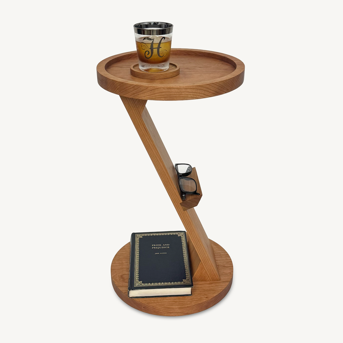 Maya Side Table, solid cherry hardwood, minimal, modern