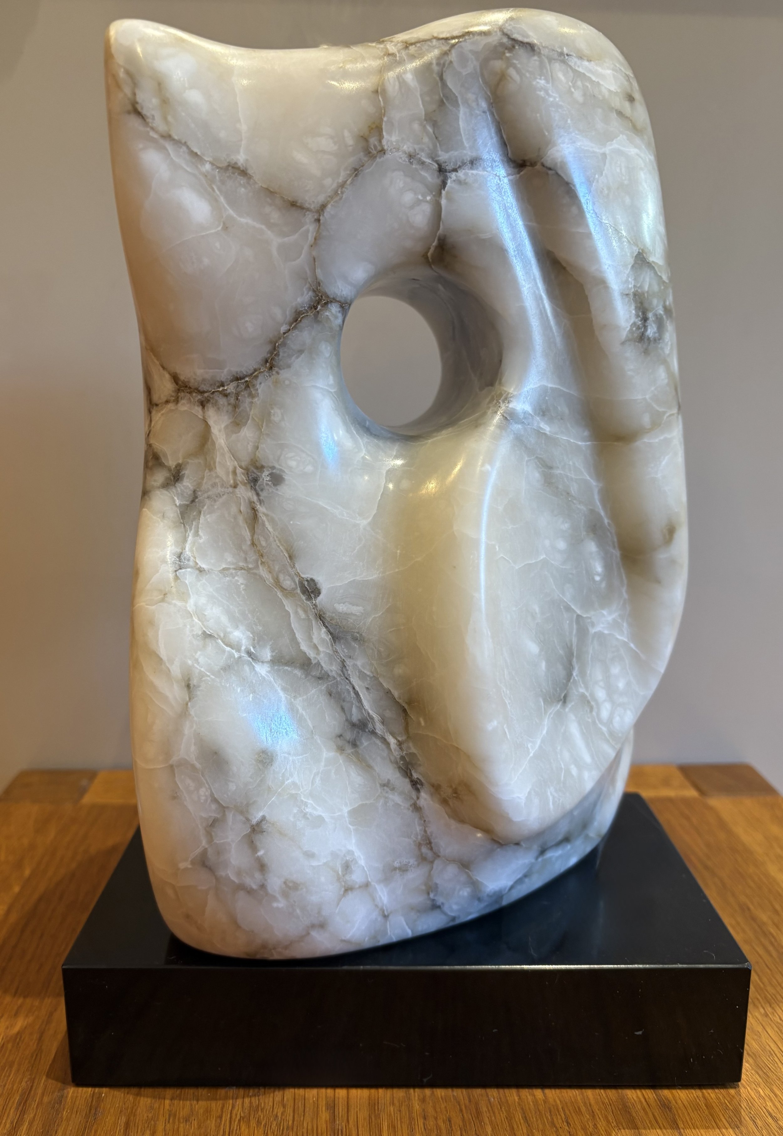 Cyclops, 2025 (1). Spanish White/Grey Alabaster 27 x19x13cm