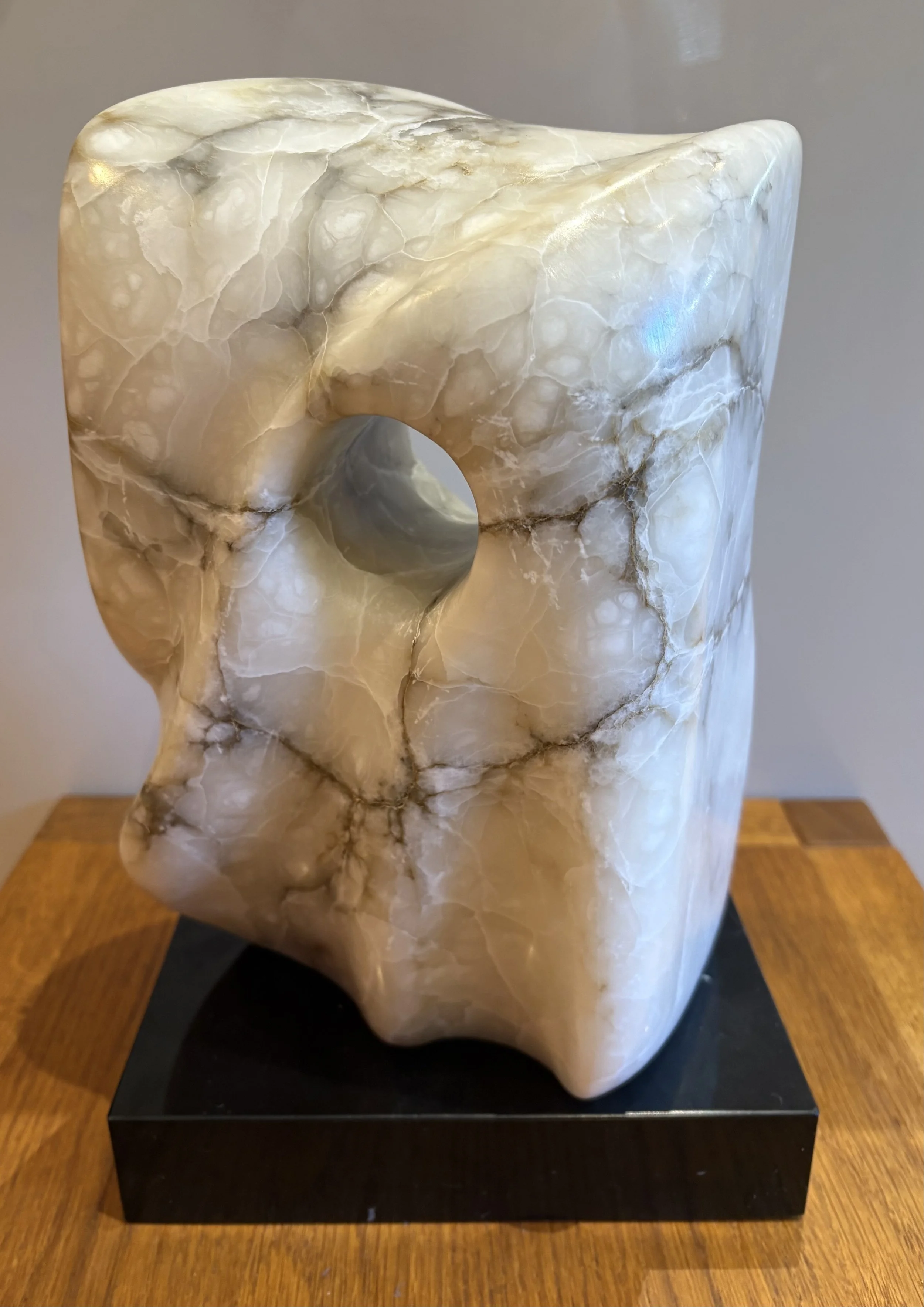 Cyclops, 2025 (2). Spanish White/Grey Alabaster 27x19x13cm