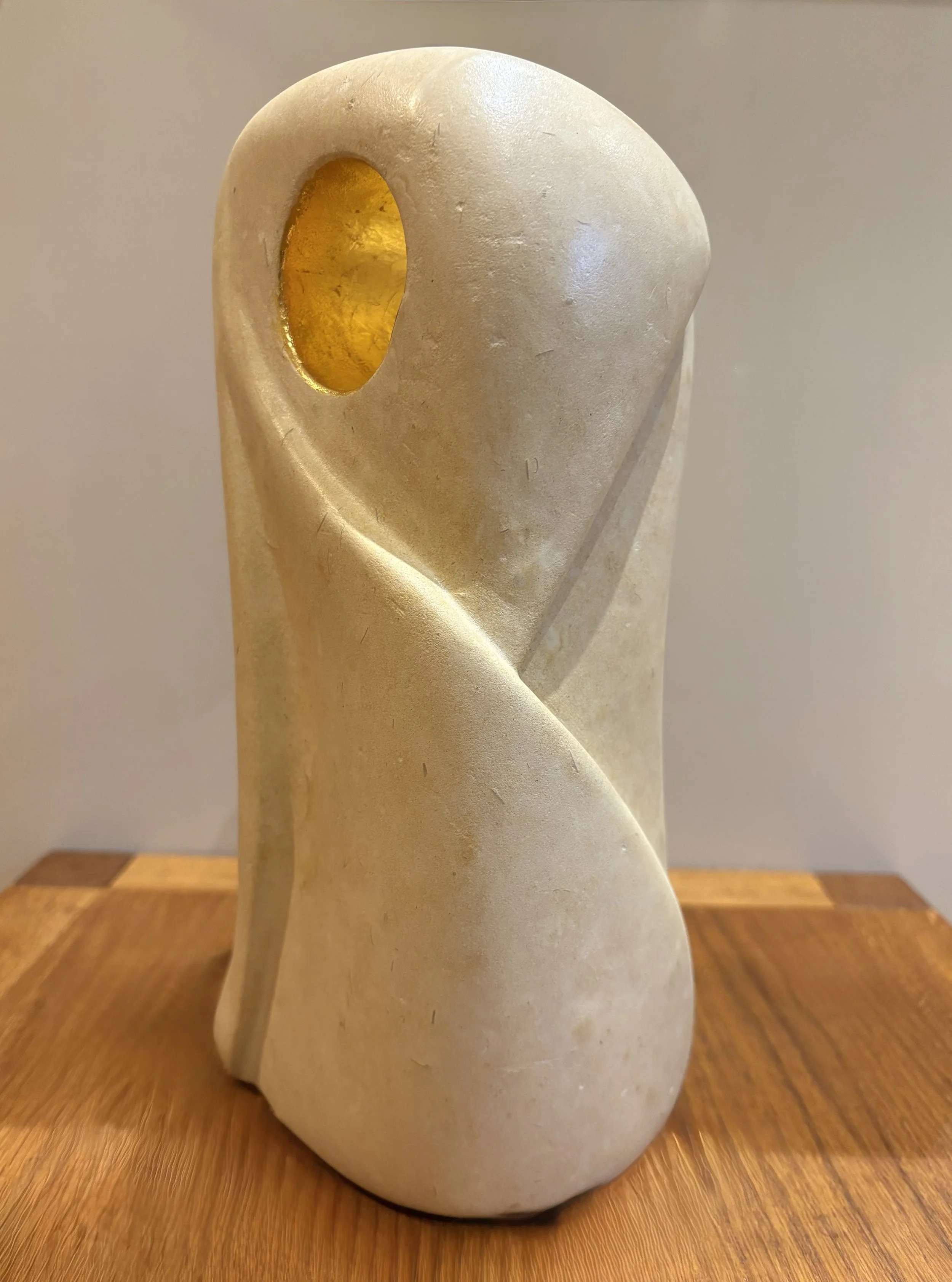Series Gold 7, Goldeneye, 2026 (1). Maltese Limestone/24ct Gold Leaf 28x13x11cm Sold