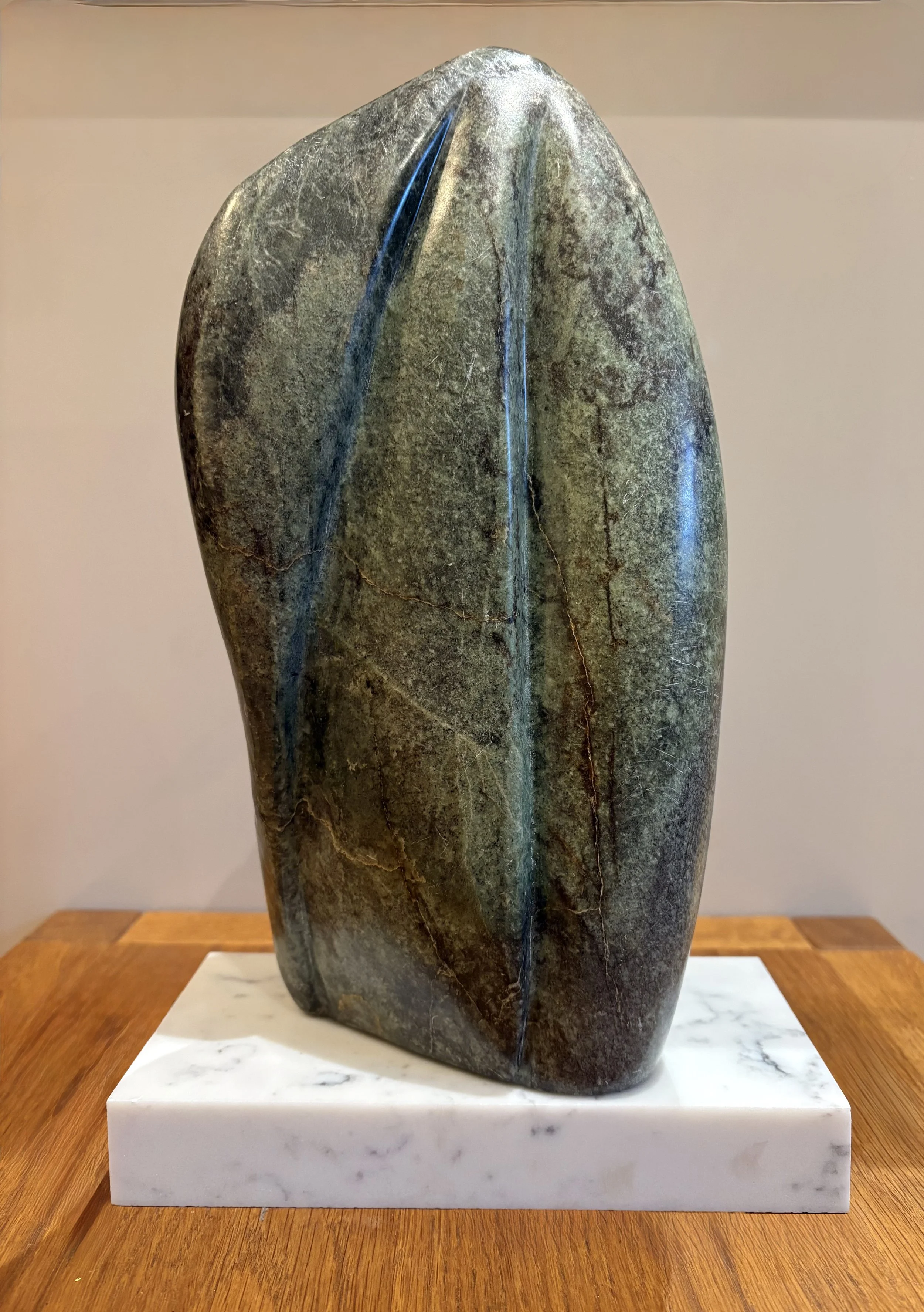 Turtle Back, 2026 (1). South African Green/Black Springstone 30x16x11cm