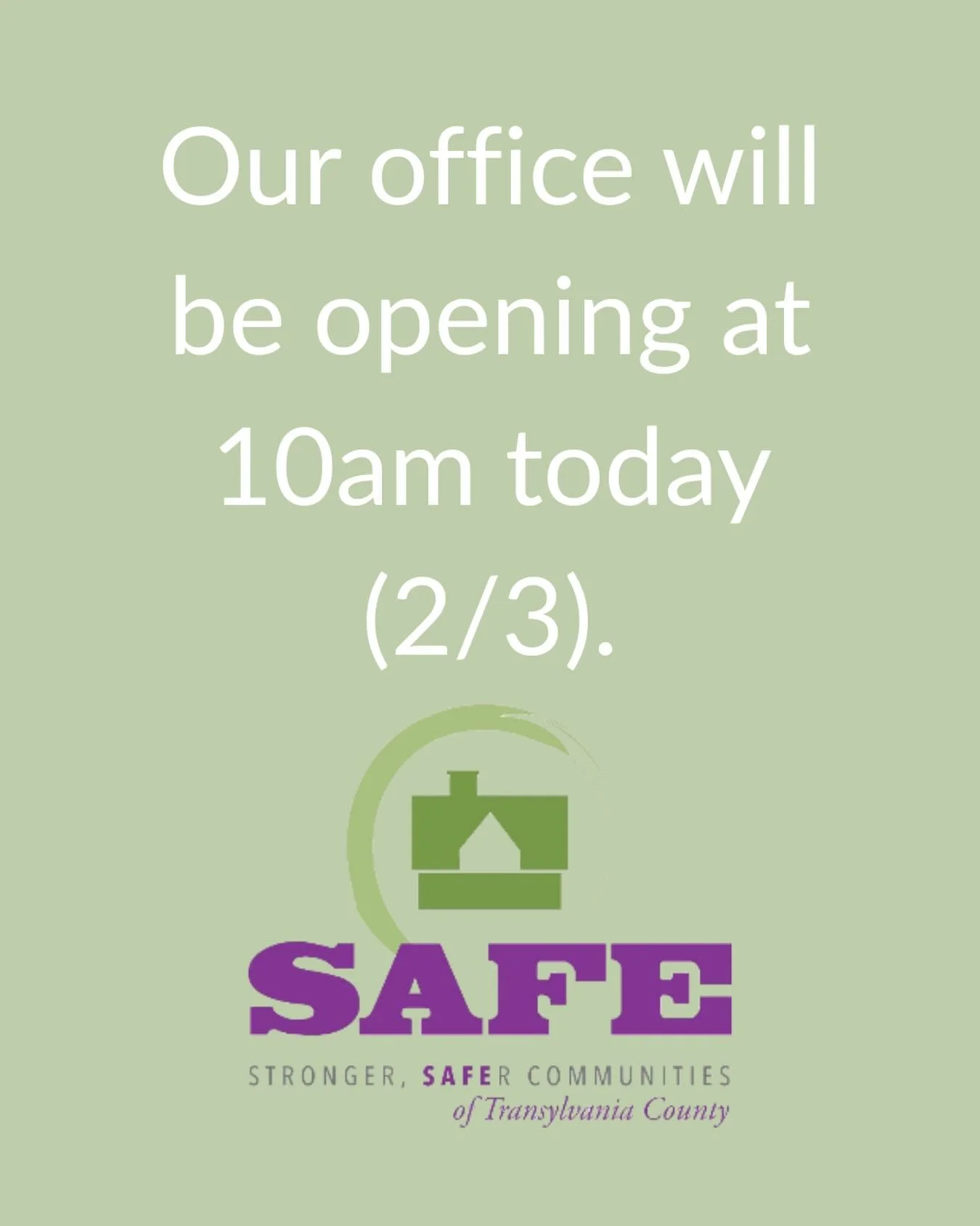 To ensure the safety of our staff and clients our office will be opening at 10am today (2/3).