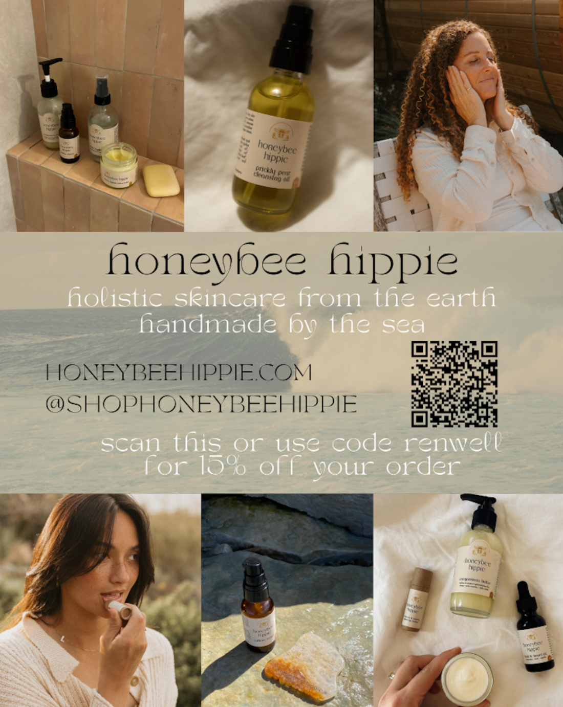 FAVORITE CLEAN FULL SPECTRUM SKINCARE LINE- Very few products are as clean and as pure and as full spectrum to the powers of plants as Honeybee Hippie. As unadulterated as possible... they get that concept.

It has been so fun to get to dabble in a f