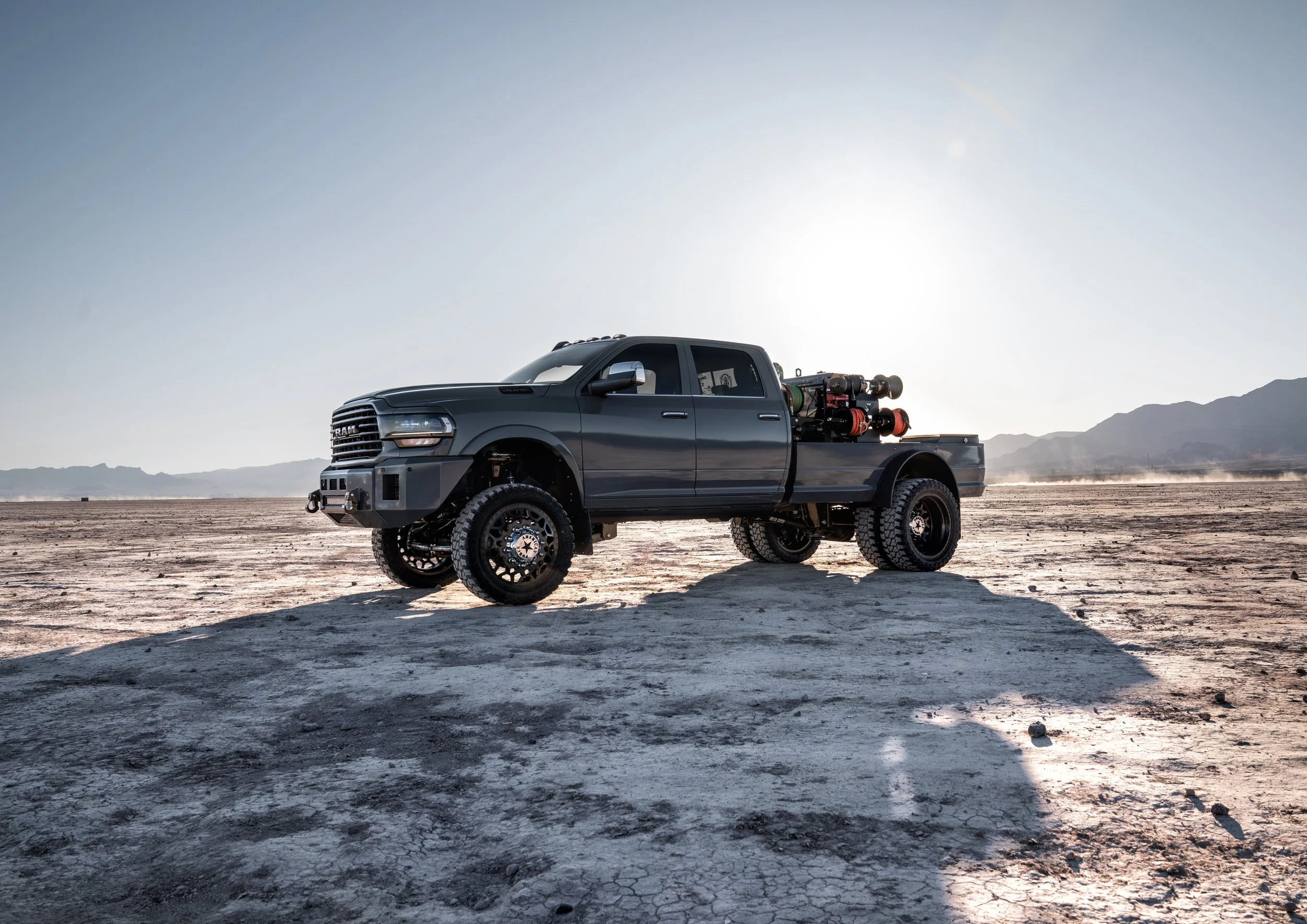 Our Ram 3500 Show truck/Work truck SEMA build. Fully custom and outfitted with all the tools to weld on site with the Stryker flat bed.