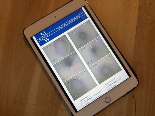 Remise du rapport d'inspection vidéo avec photos et enregistrement pour l'assurance