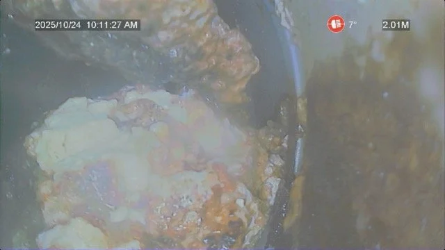 Inspection montrant un bouchon de calcaire ou graisse dans l'évacuation à Cognac