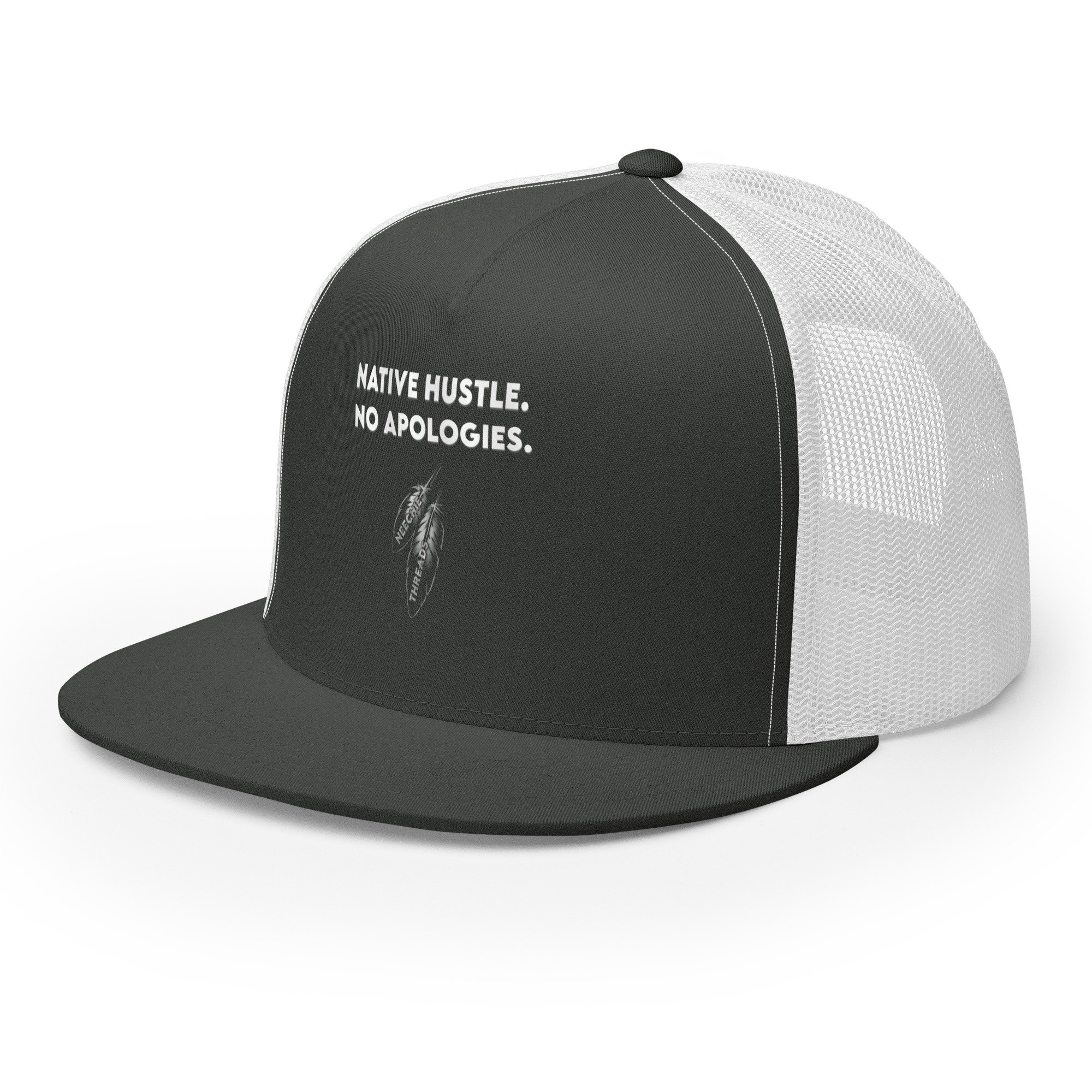 5-panel-trucker-cap-charcoal-white-left-front-681ba939d6d44.jpg