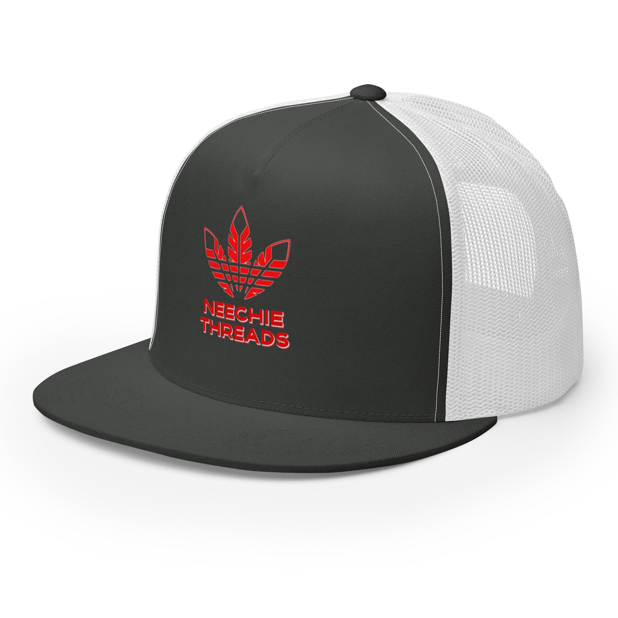 5-panel-trucker-cap-charcoal-white-left-front-681bb55470268.jpg