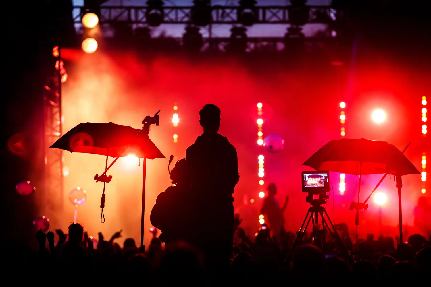 Live concert audience and stage lighting at a major event