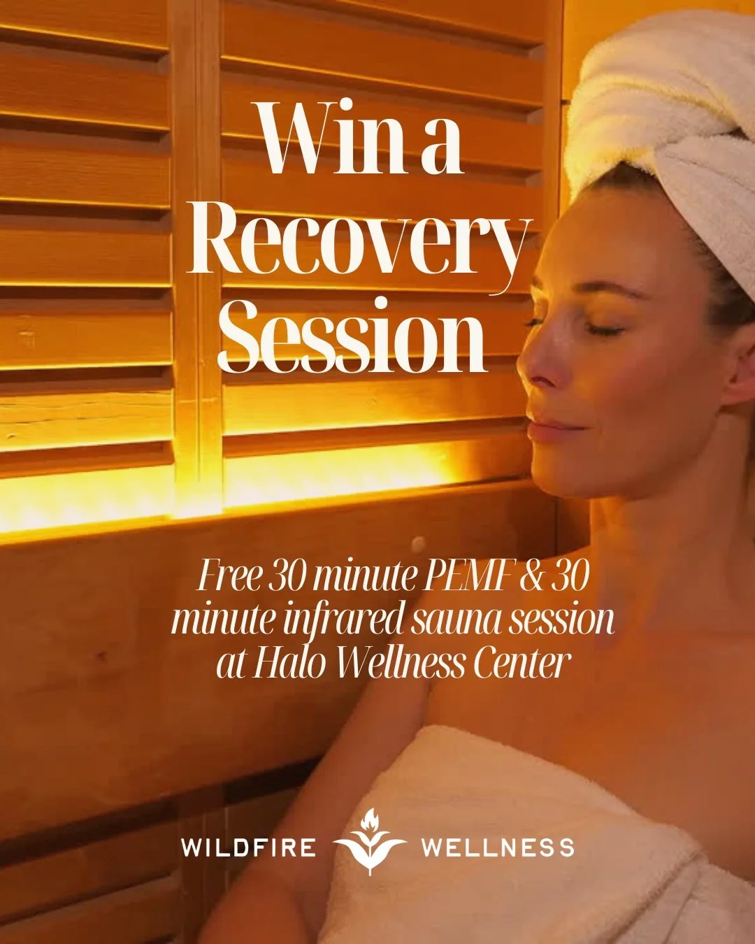 GIVEAWAY TIME! Wildfire Wellness is partnering with Halo Wellness Center to gift one winner a wellness recovery session designed to help you relax, recharge, and support your overall well being.

The winner will receive:
&bull; One free 30 minute PEM