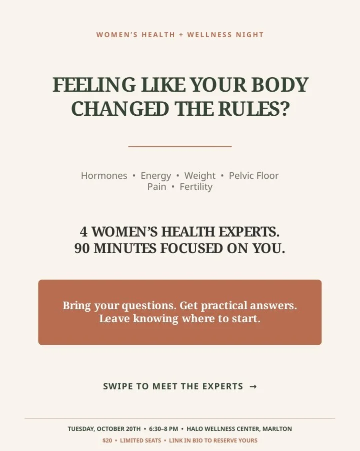 When was the last time you set aside 90 minutes to focus on YOUR health?

Not your kids&rsquo; appointments. Not your work. Not your to-do list. Yours. 

On Tuesday, October 20th, we&rsquo;re bringing four local women&rsquo;s health experts together 