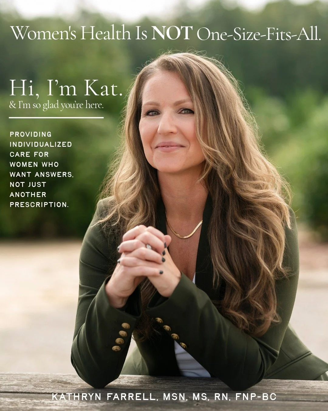 Hi, I'm Kat! The face behind Wildfire Wellness.

I'm a board-certified Family Nurse Practitioner with over 18 years of clinical experience. But my passion for women's health is personal, too.

Because I've been in your shoes.

I've sat in the doctor'