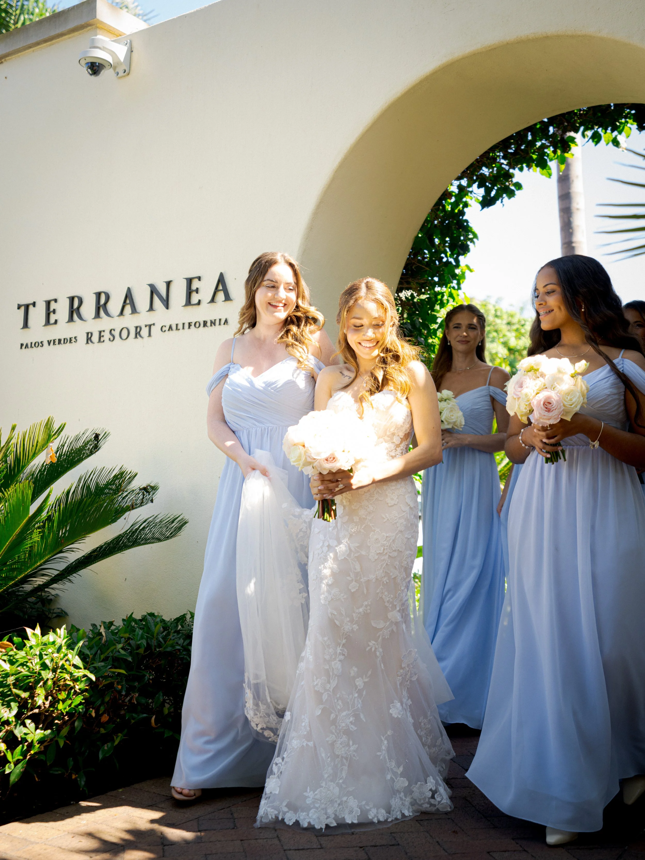 Soft Cinematic wedding portraits at the Terranea resort.