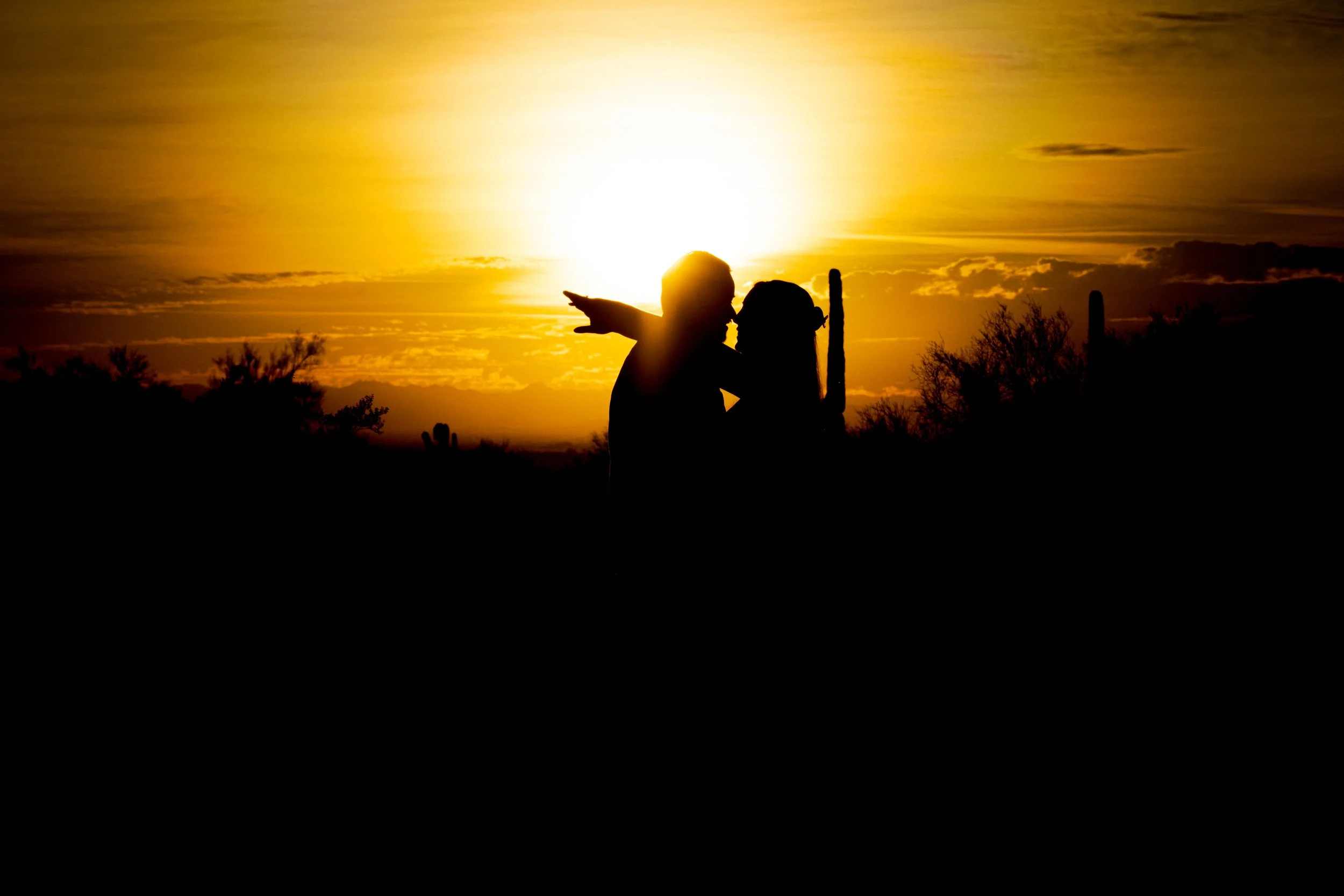 Artistic desert engagement session on film in Arizona at Lost Dutchman State Park