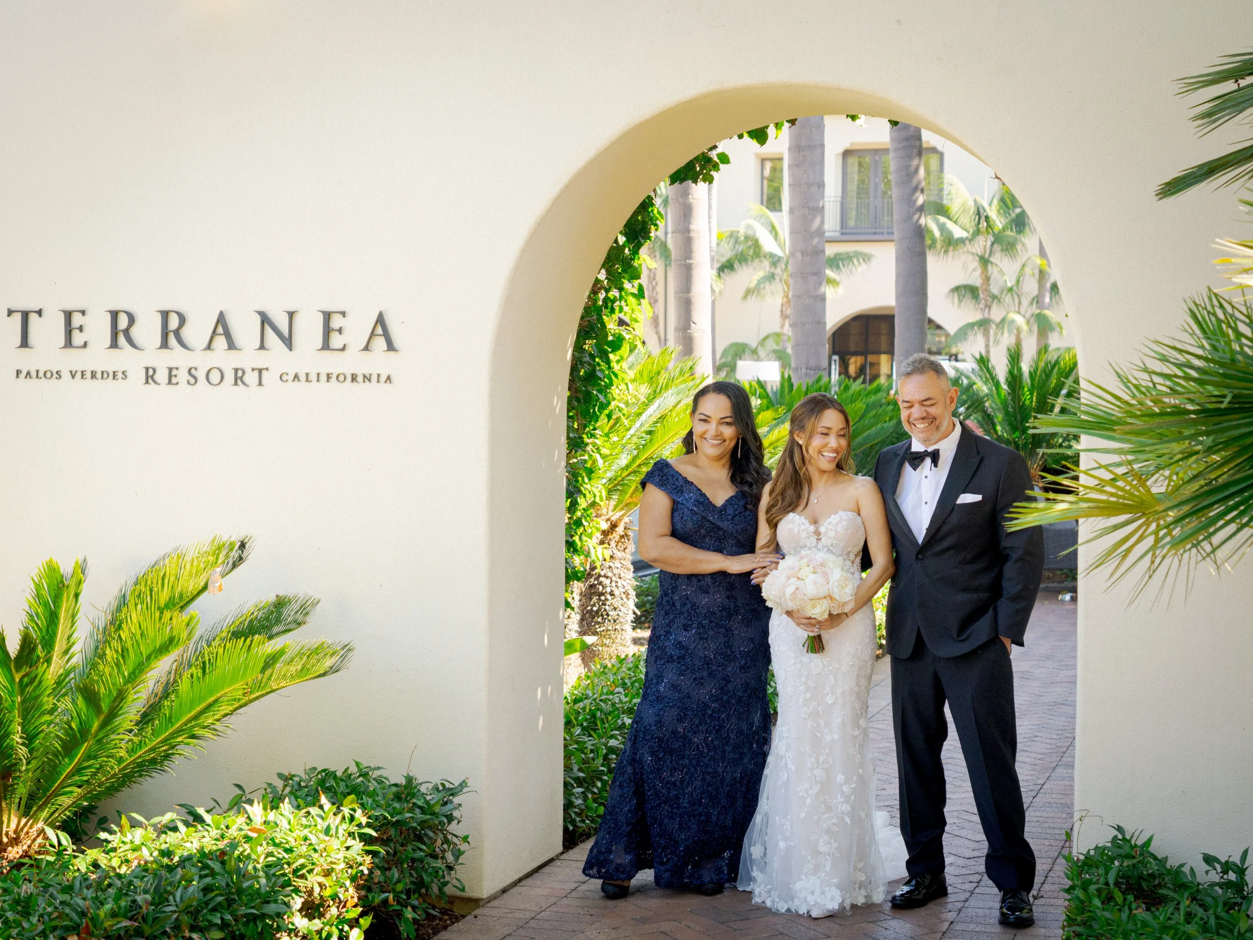 Soft Cinematic wedding portraits at the Terranea resort.