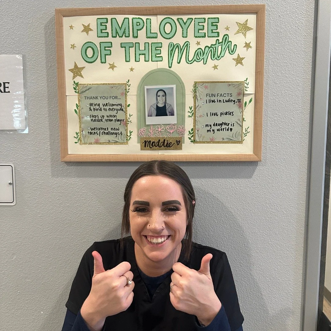 Join us in celebrating our August Employee of the Month: Maddie! ✨
You’ll often see her friendly face in the front office, but her impact goes far beyond that. Maddie brings warmth and kindness to every interaction - whether with patients or te