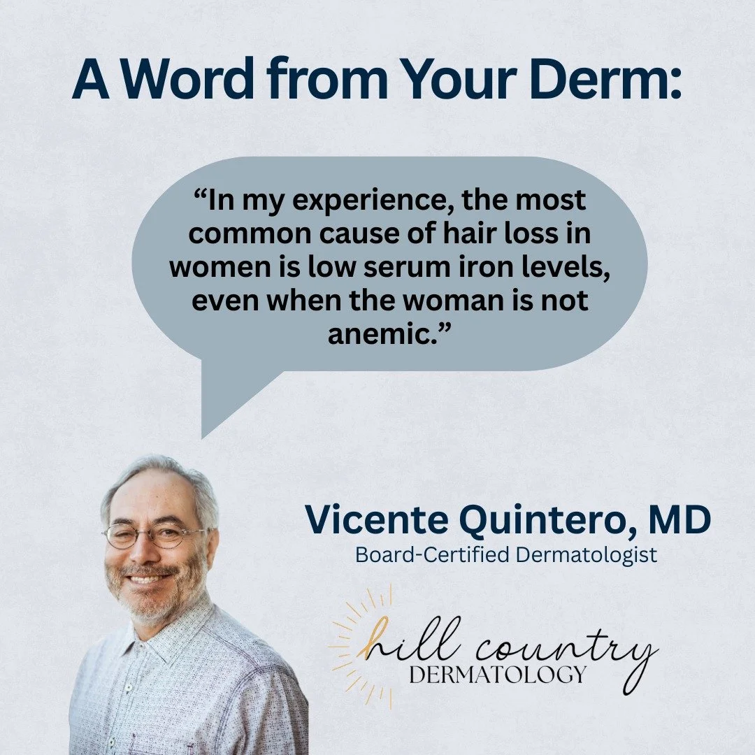 ✨ A Word From Your Derm ✨
September is Alopecia Awareness Month, and Dr. Q is shedding light on one of the lesser-known contributors to hair loss affecting women:
“In my experience, the most common cause of hair loss in women is low serum iron