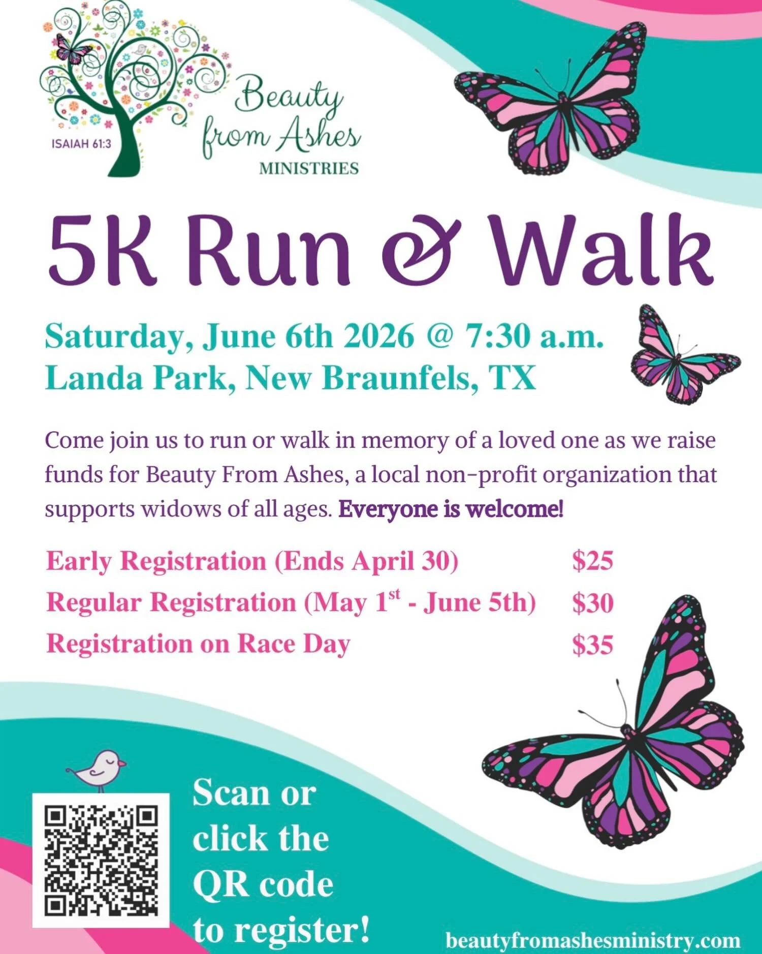 We are super excited to participate in the Beauty From Ashes 5K Run/Walk tomorrow!

@beauty_from_ashesnb is a wonderful organization that provides support for widows navigating through grief and adjusting to life after the death of a spouse. We are s
