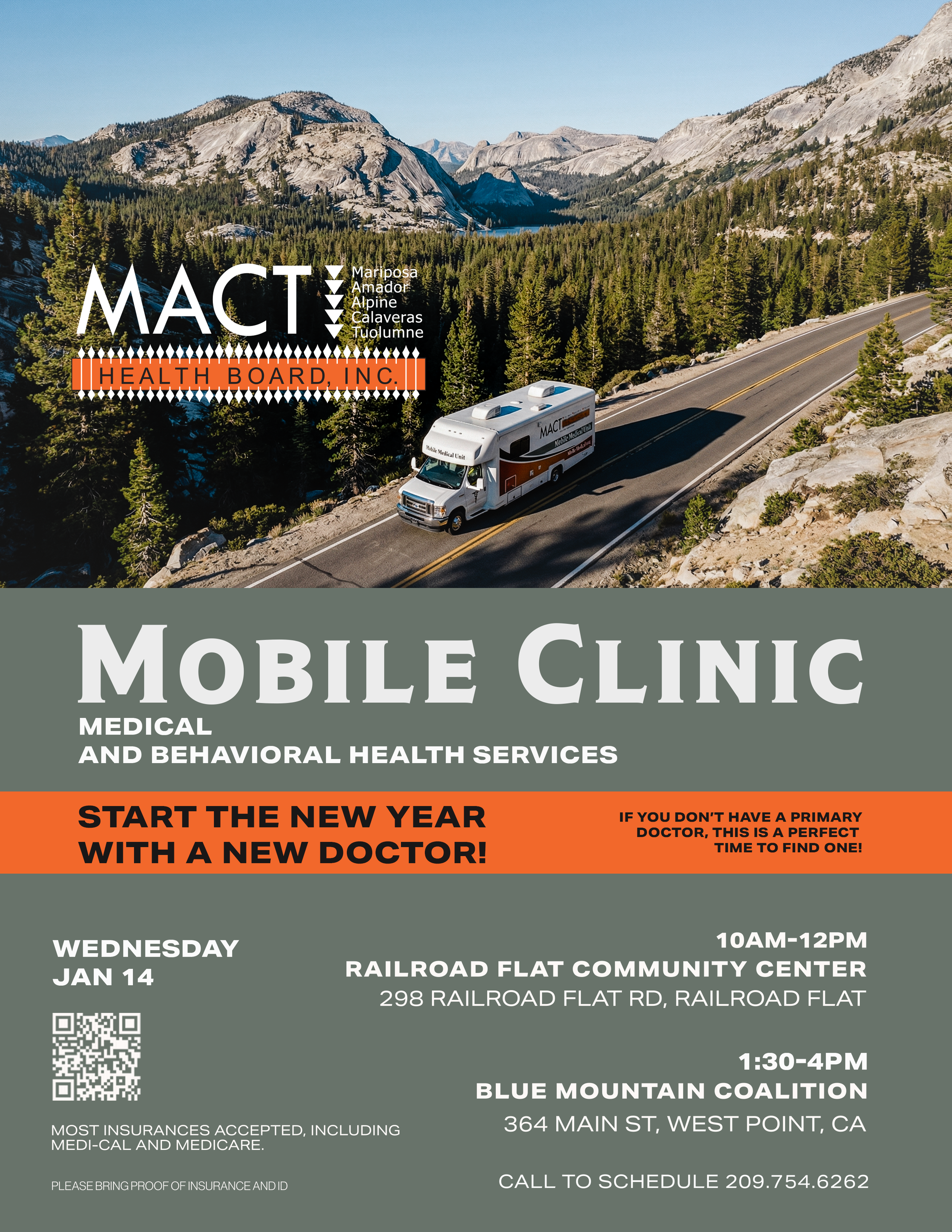 Start the New Year with a New Doctor: MACT Mobile Clinic Coming to Railroad Flat &amp; West Point.