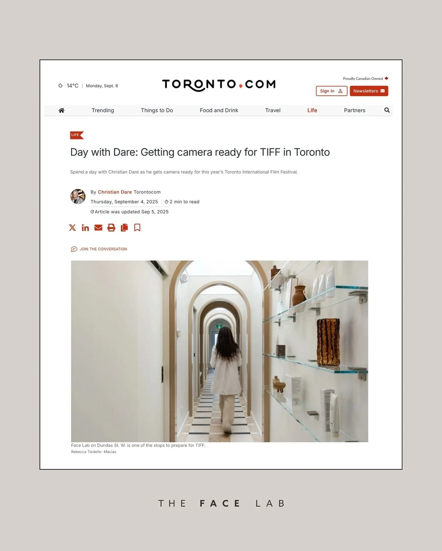 Toronto.com&rsquo;s TIFF feature spotlighted The Face Lab as Toronto&rsquo;s destination for radiant, red-carpet-ready skin. 🌟 

Our Lift + Tight Sofwave&reg; protocol, a science-backed pairing of Sofwave&reg; skin tightening and Aerolase&reg; laser