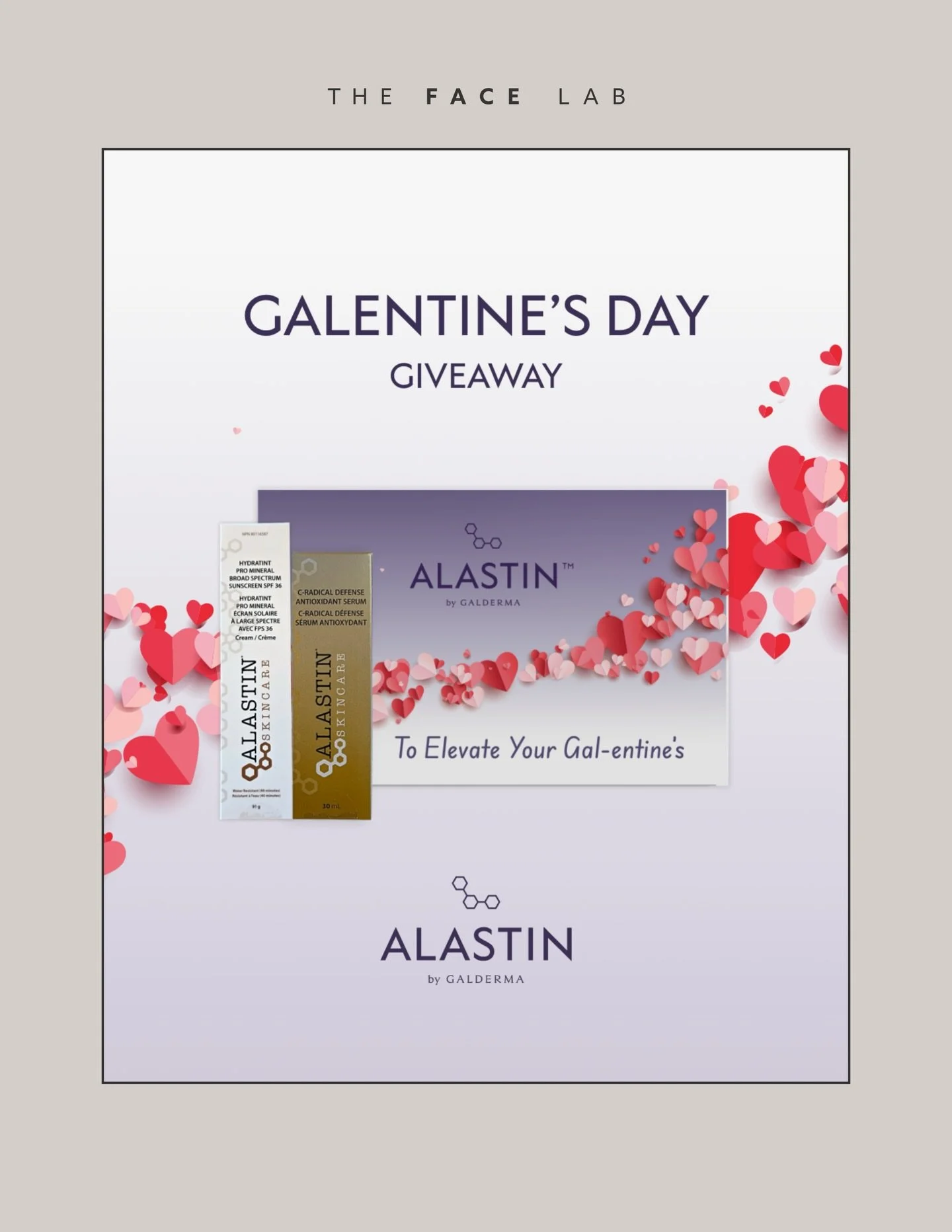 Will you be our Galentine? 💌

We&rsquo;ve partnered with @alastinskincare_canada to treat one lucky winner to the ultimate Galentine&rsquo;s Gift Box featuring two full size Alastin products:

🟣 HydraTint Pro Mineral Sunscreen
🟠 C Radical Defense 