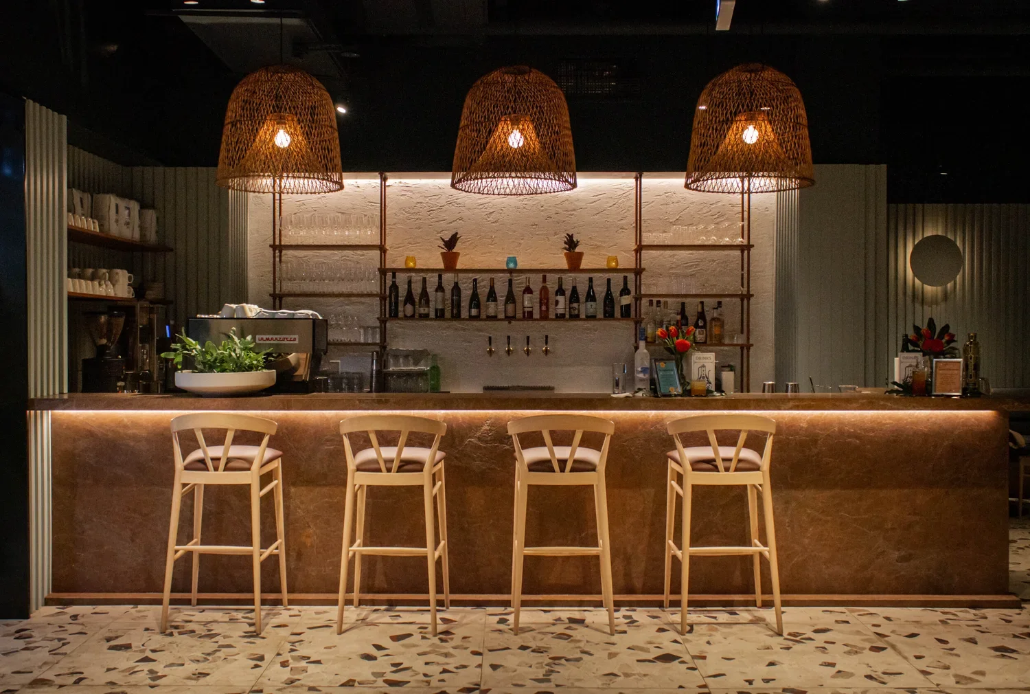 Cozy interior and bar seating at The Good Fork restaurant on Dundas Street West in Toronto