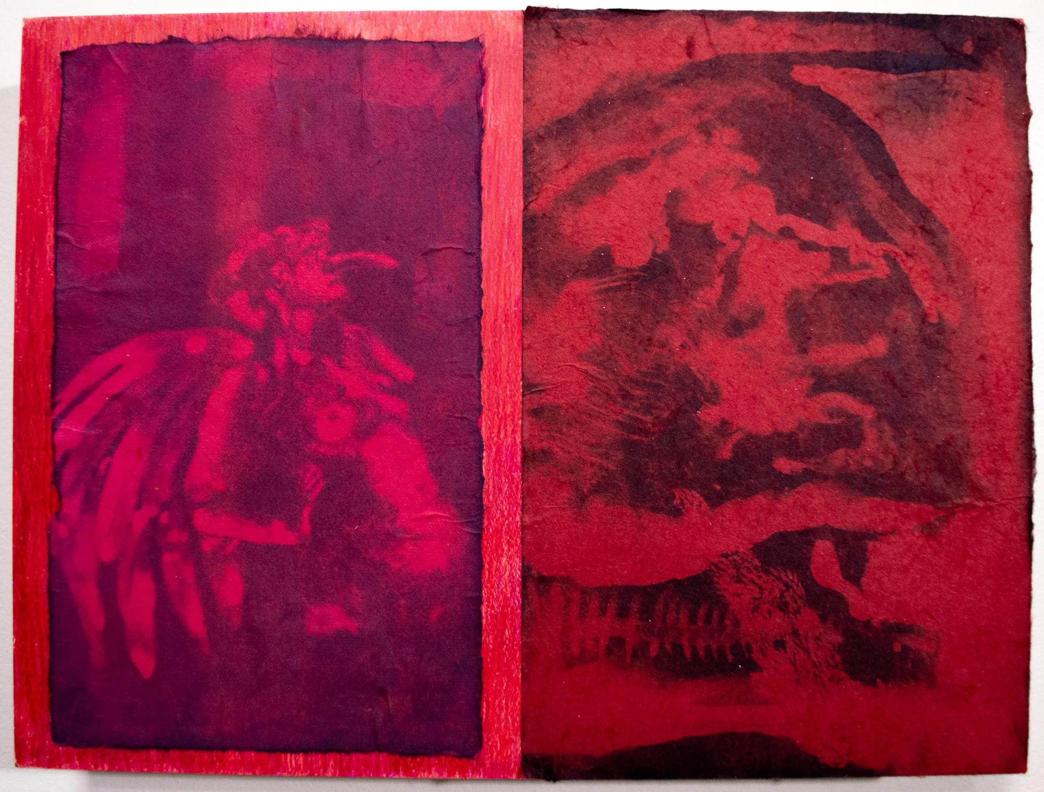Geryon and the Volcano (to Anne Carson), 2024
9”X12"
Cyanotype on red paper and colored pencil on panel