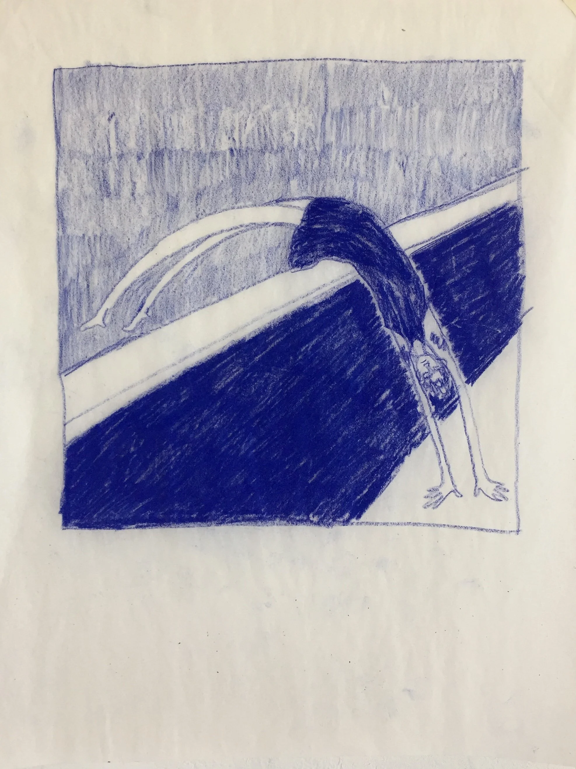 Original drawing for styrene plate, colored pencil on tracing paper