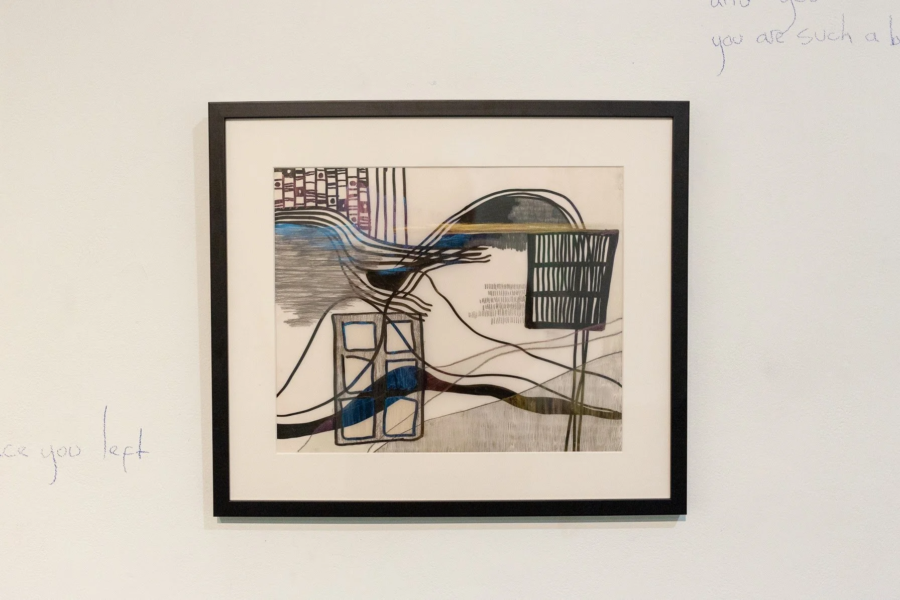 Graphite, India ink, and interference pigments in neo megylp on frosted mylar