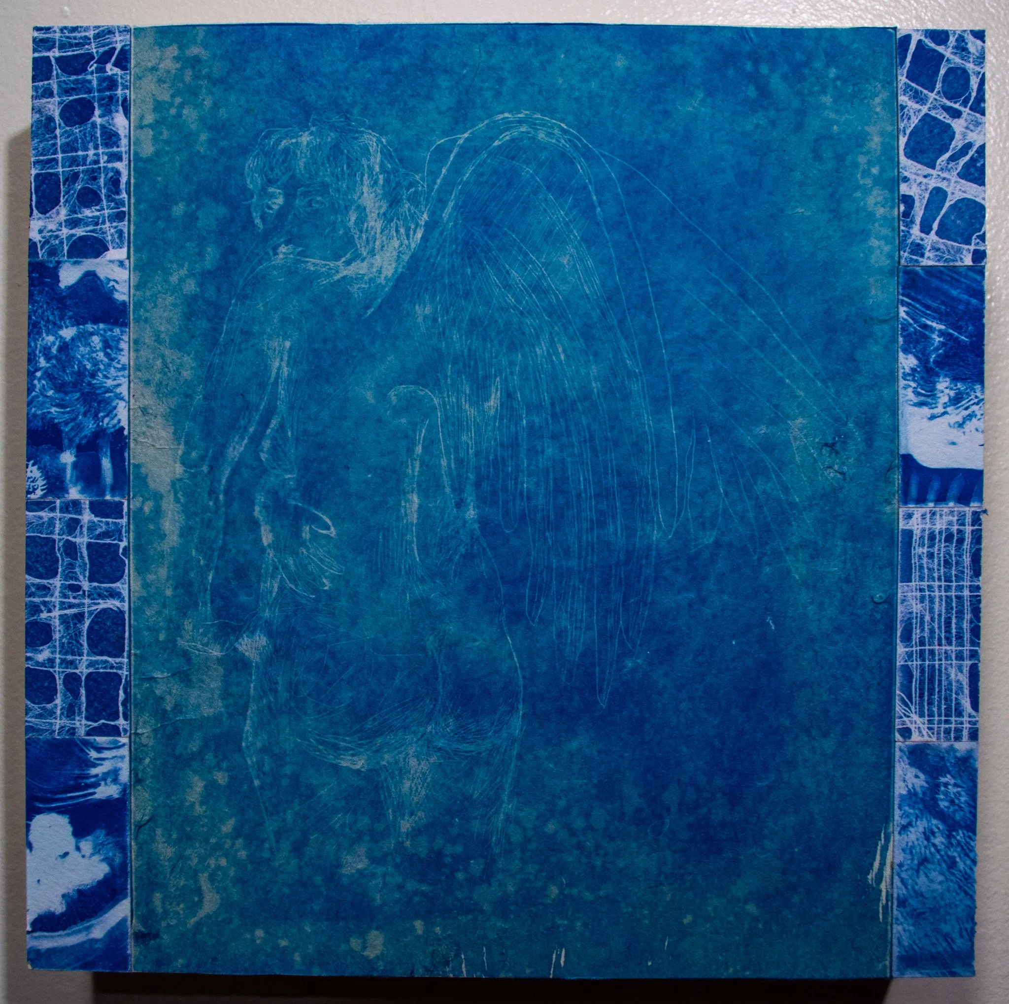 The Racing Self, 2024
12"X12"
Cyanotype collage on panel