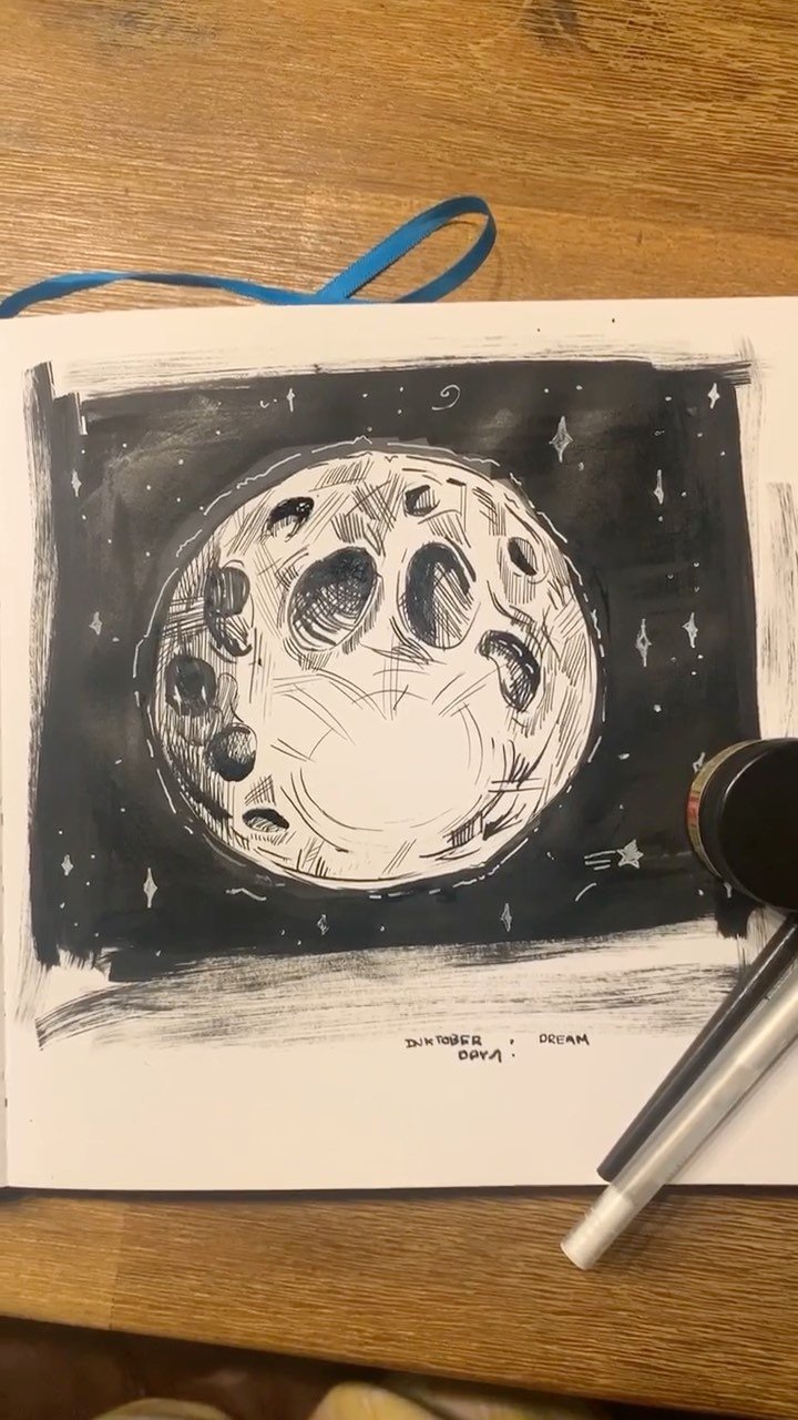 Inktober day 1: Dream
.
.
.
almost missed day one this year because I started off the month sick- like I was actually dying. I couldn’t even get up to use the bathroom yesterday, much less walk down the stairs or do anything really… Th