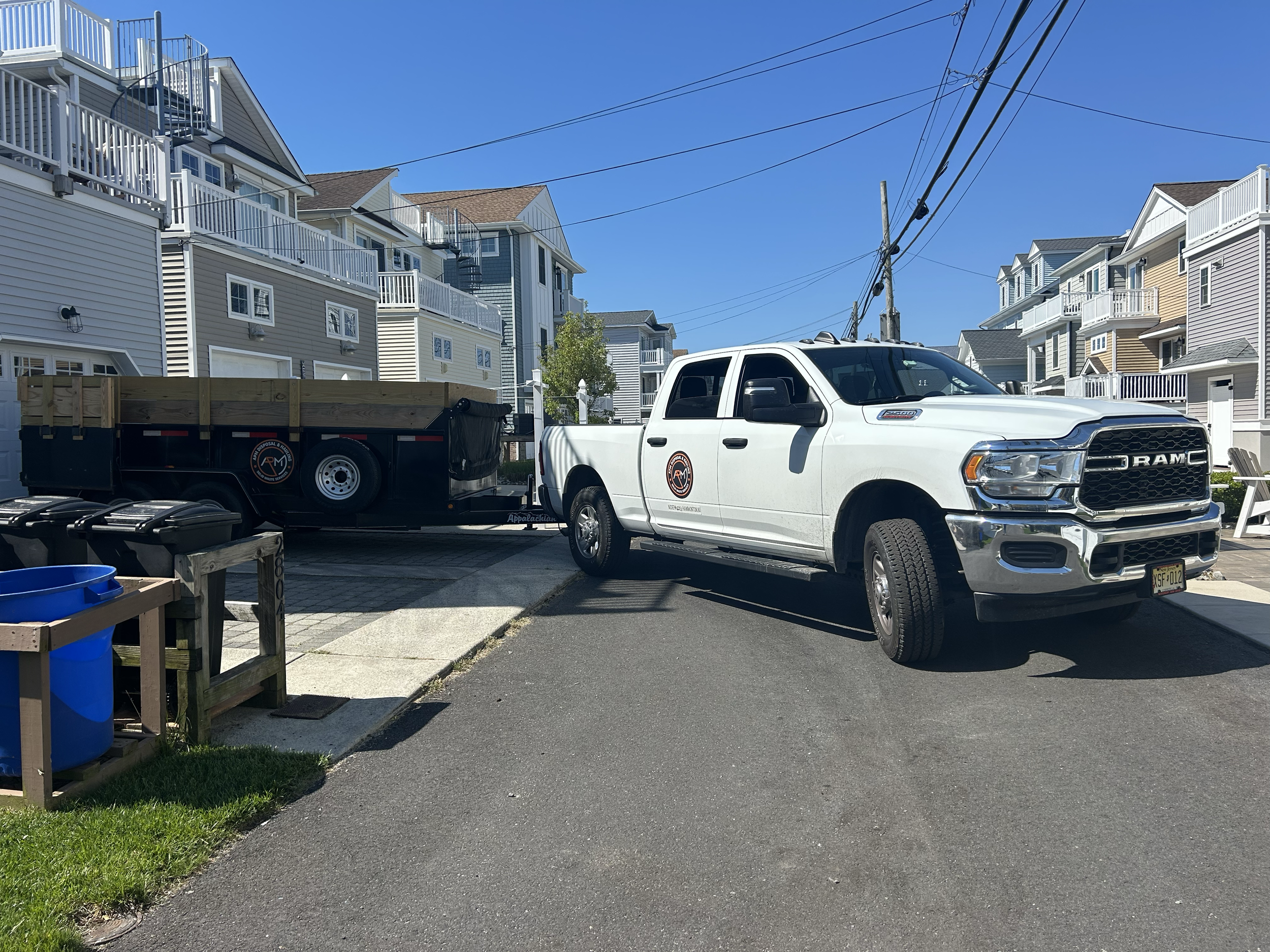 Dumpster rental delivery to  NJ shore locations including Ocean City, Margate, Ventnor, Brigantine, Strathmere, Longport, Wildwood, Avalon, Stone Harbor and Somers Point. Perfect for small driveways.