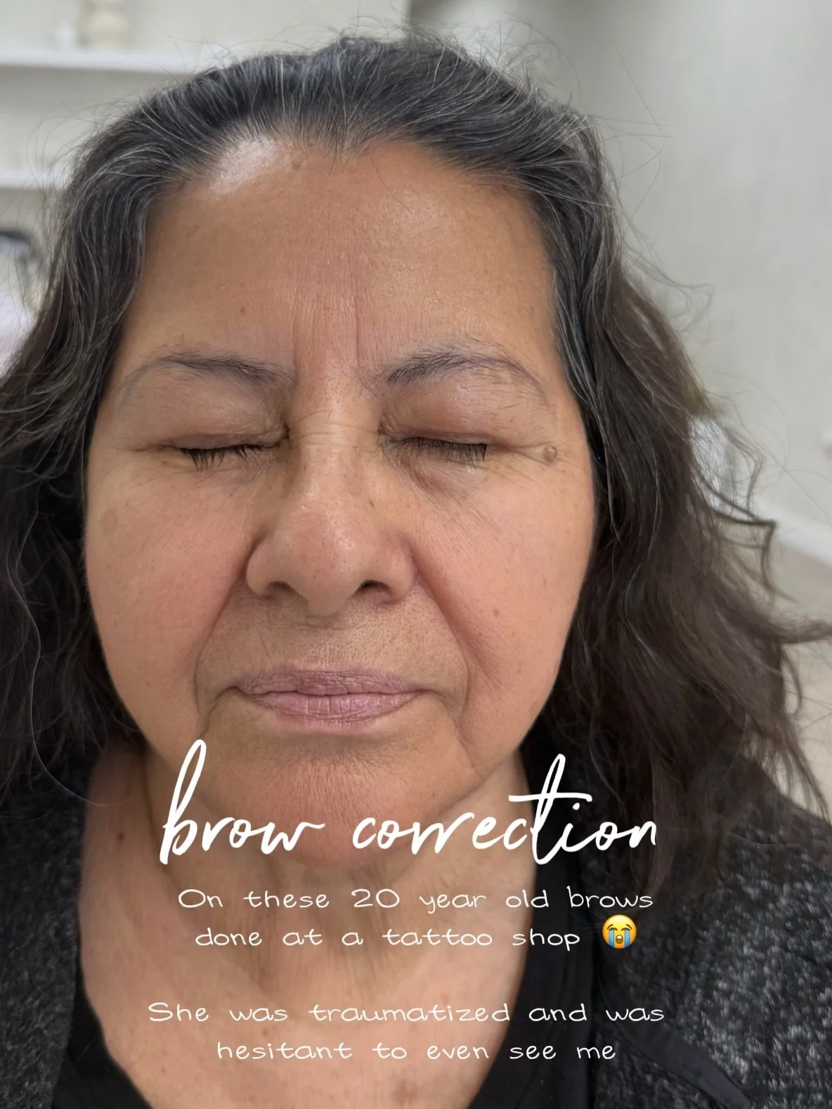 She didn&rsquo;t even want her brows done.. until her daughter @sweetdorie finally convinced her! My client had her brows done nearly 20 years ago in an actual tattoo shop, and had a horrible experience as far as pain. When she left, she was so so ha
