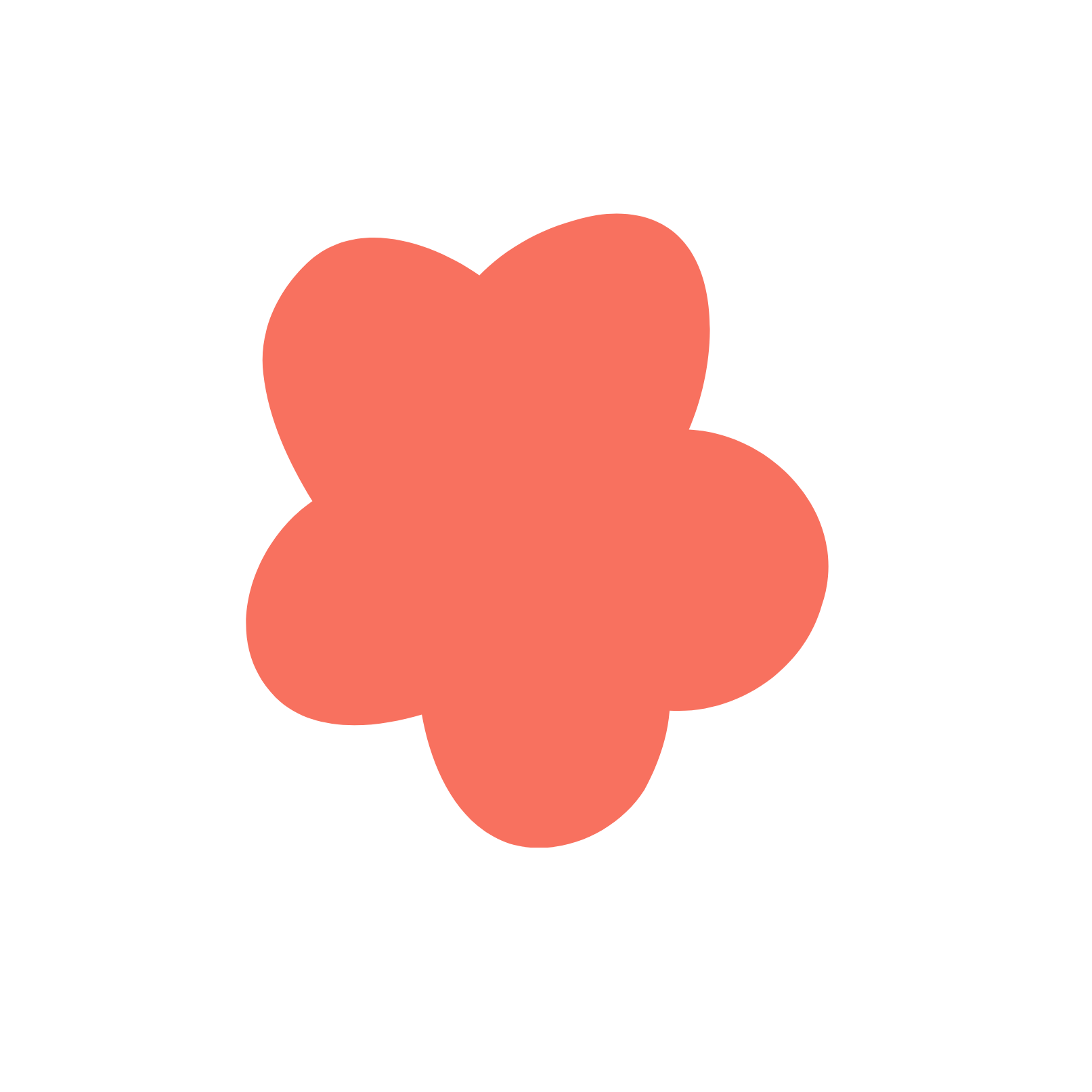 Simple red blob shape resembling a flower with rounded petals