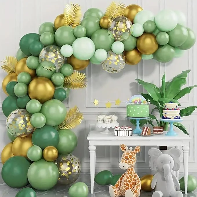 Ballonnenboogset groen - decoratie voor een jungle feestje