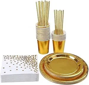 Gouden partyservies - 84 delig