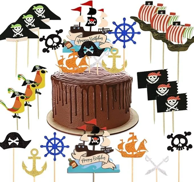 Piraten taartdecoratie - 31 delige set