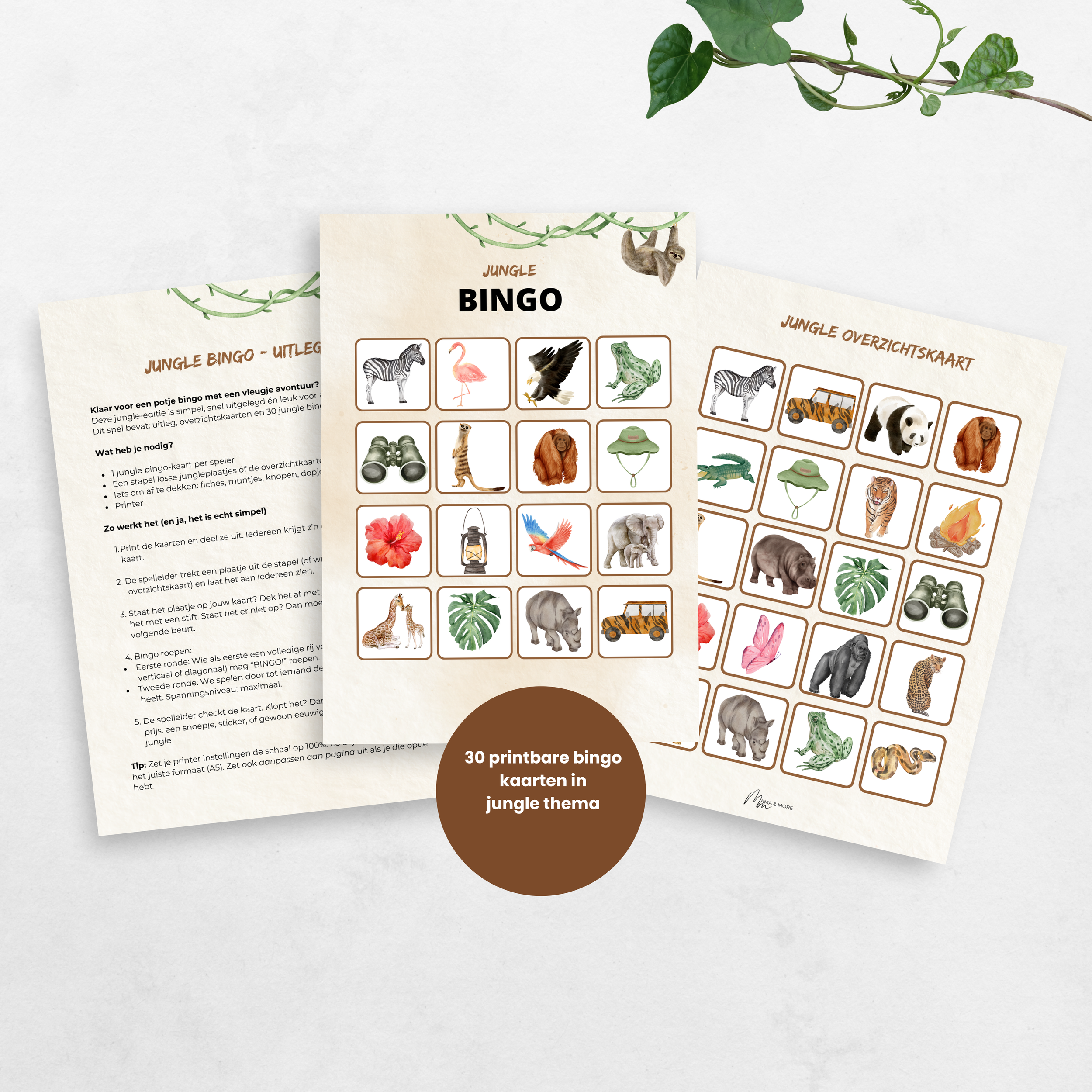 Bingo spel in het thema jungle