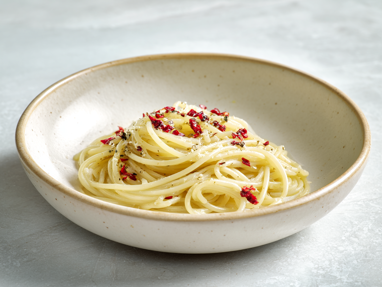Aglio e olio snelle pasta met knoflook