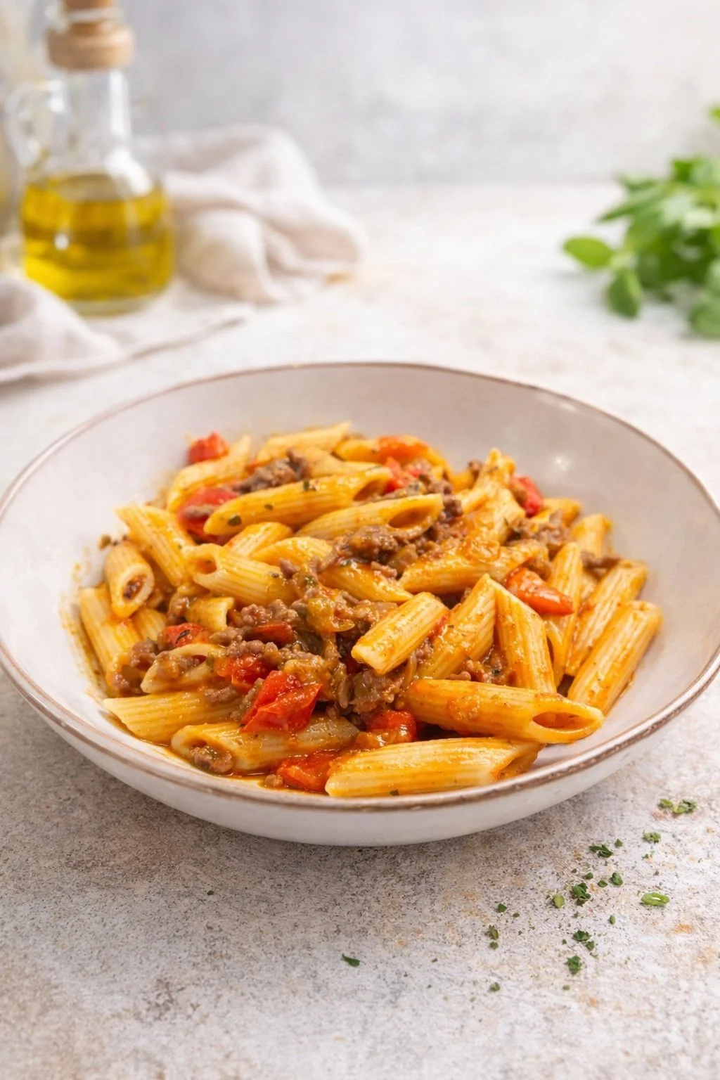 Romige pasta pesto met gehakt