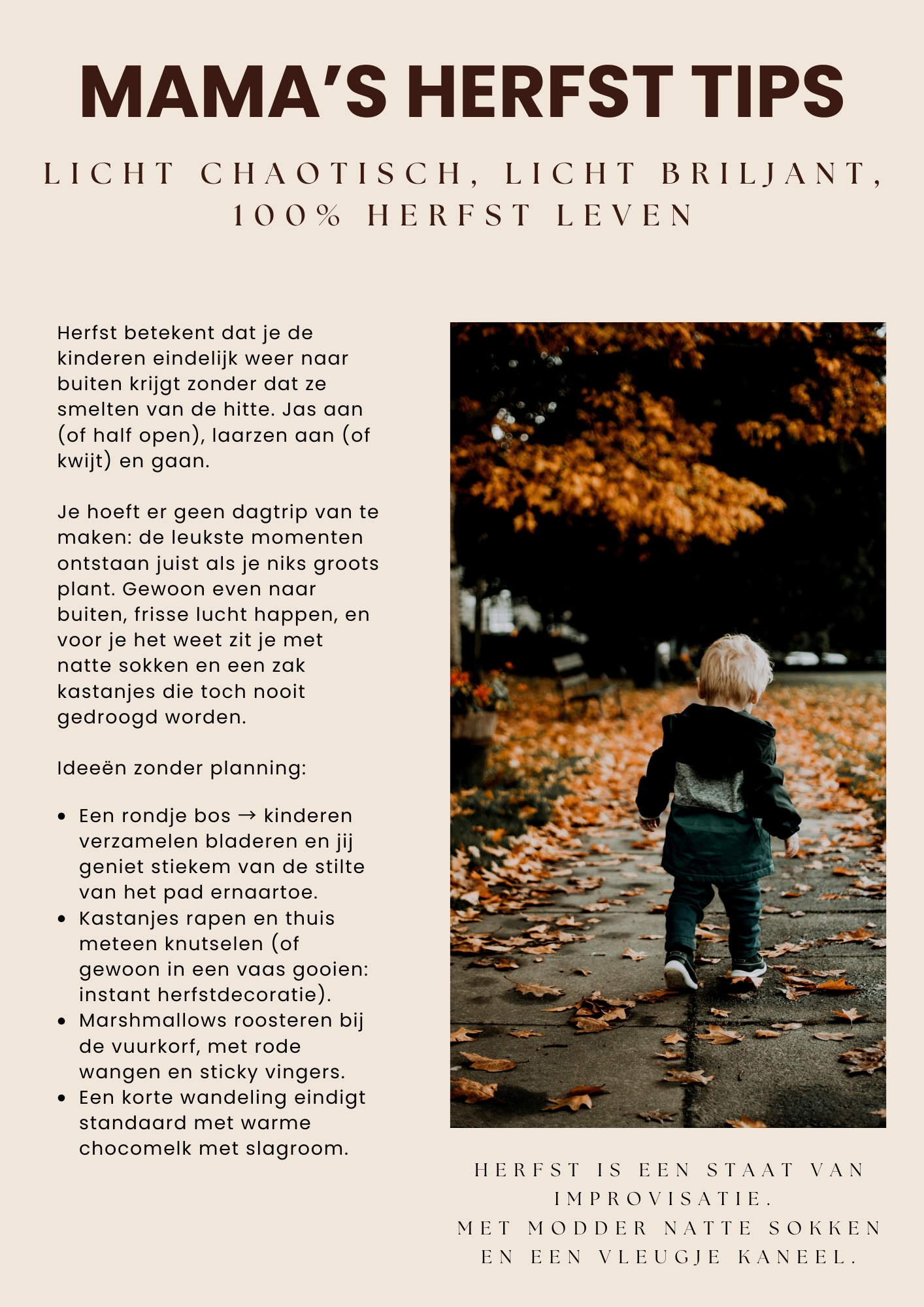Lijst met mama's herfst tips