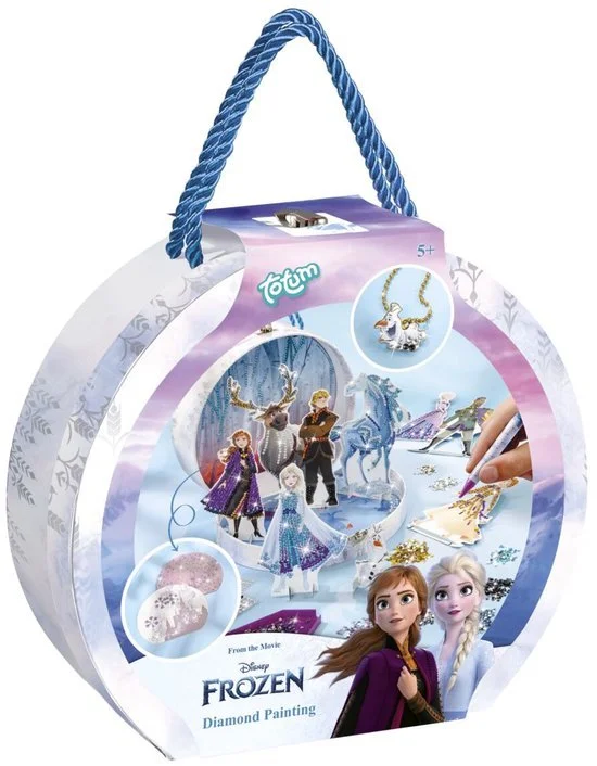 Forzen knutselkoffer diamond painting. Maak je eigen glitterfiguren met Elsa, Anna en Olaf.