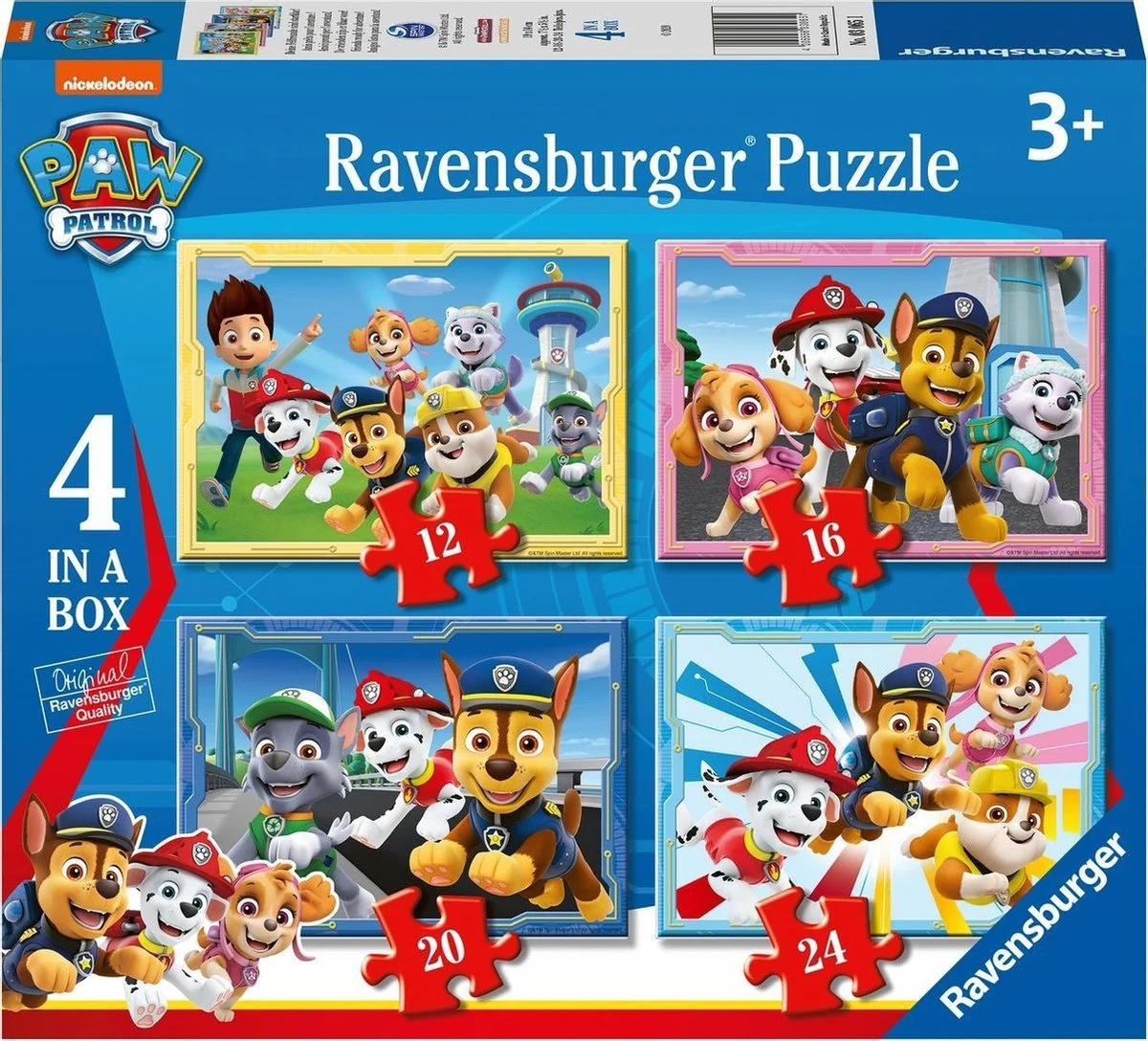 Paw Patrol puzzel 4-in-1 vanaf 3 jaar