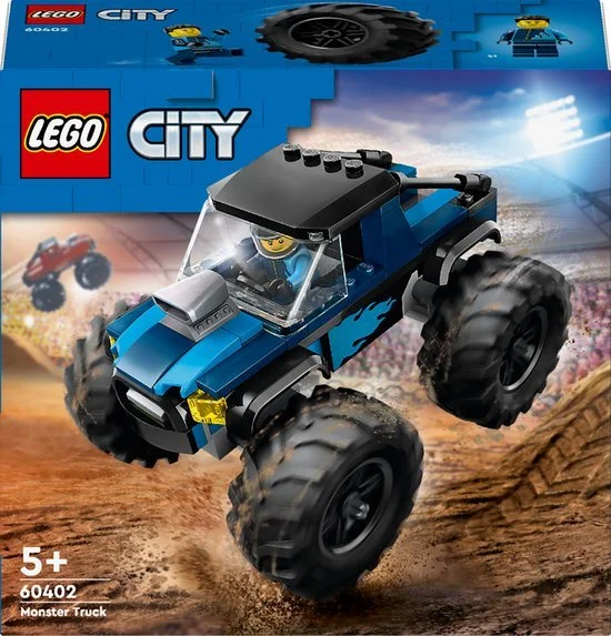LEGO City Monstertruck met dikke banden en een mini figuur. vanaf 5 jaar.