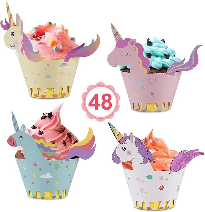 Unicorn cupcake wrappers 48 stuks