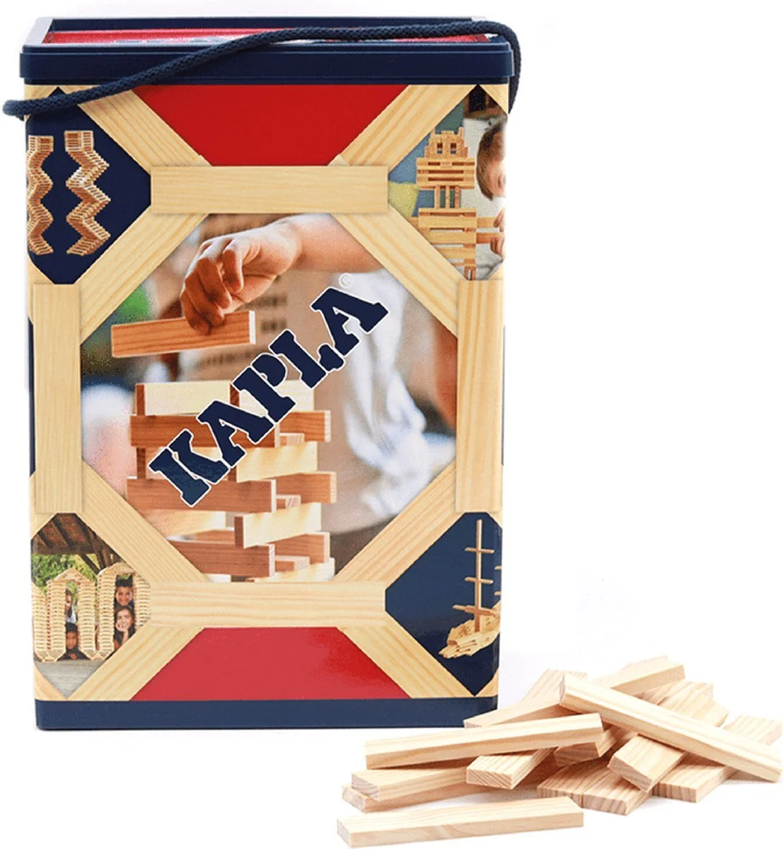 Kapla spel met houten plankjes om leuke creaties mee te bouwen