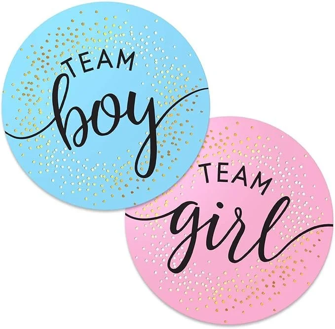 Gender reveal stickers - team boy of team girl