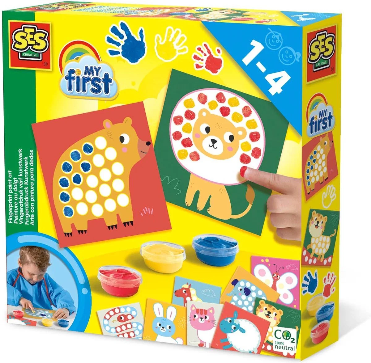 Kunstwerk met stippen met vingerverf