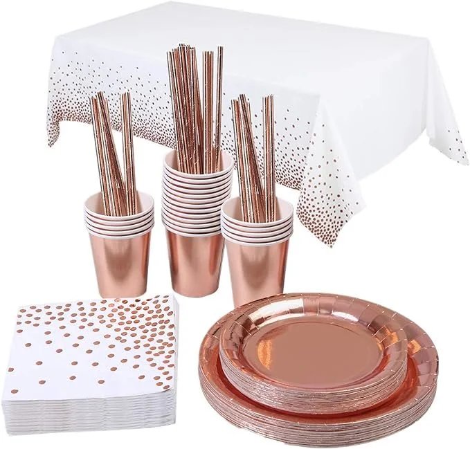 Roségoud party serviesset - 16 gasten